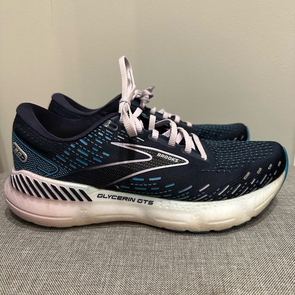 Brooks Shoes - Brooks Glycerin GTS 20 1203701B499 Women Sz 8 B Navy Blue Lilac Running Gym EEUC